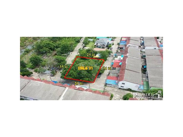 ที่สวย ปลูกบ้าน/โกดังขนาดเล็ก 186.6 วา สะดวก ติดถนน 3 ด้าน ในซอย ค่ายกำแพงเพชร ใกล้ เศรษฐกิจ และพุทธสาคร
