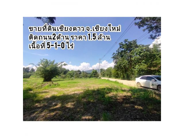 ขายที่ดินเชียงดาว ติดถนน2ด้าน เนื้อที่ 5-1-0 ไร่ เอกสารนส3ก. ติดถนนสาธารณะ น้ำไฟฟ้าหน้าสวน