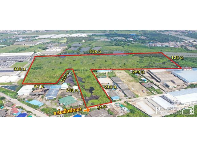 ที่สร้างโรงงานทุกประเภท 66 ไร่ สีม่วง สมุทรสาคร พื้นที่กว้างด้านใน เทรลเลอร์สะดวก ระบายสะดวก
