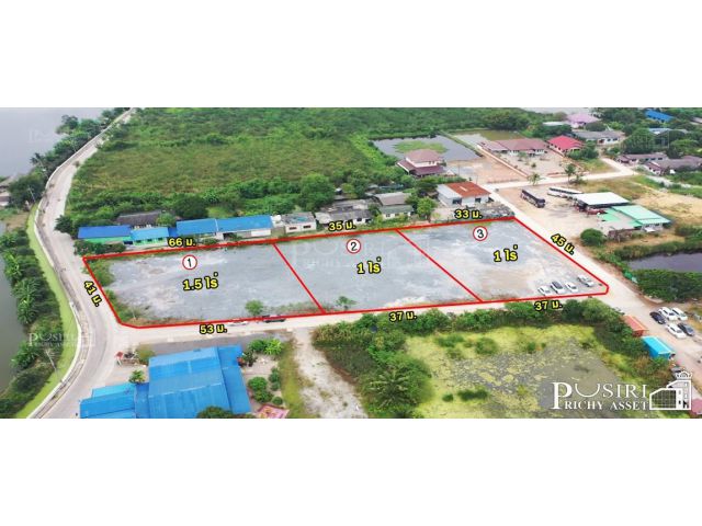 ที่สร้างโรงงาน 1-3.5 ไร่ ถมพร้อม รูปทรงสวย ติดถนน 3 ด้าน เดินทางสะดวกใกล้ถนนเศรษฐกิจ เชื่อมต่อคลองสี่วา-เอกชัย
