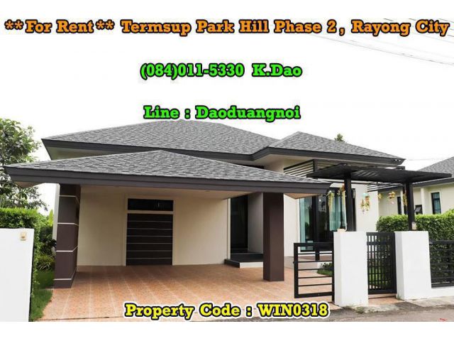 Termsup Park Hill Phase 2 *** Brand New House for Rent *** Rayong City