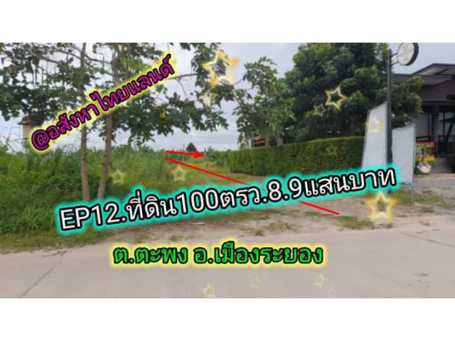 ที่ดินทำเลดี แบ่งขาย100ตรว. ตะพง ระยอง