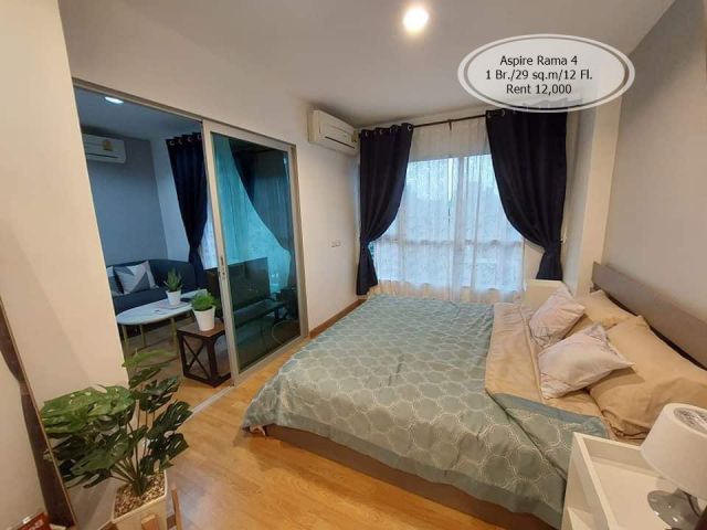 เช่า- Aspire Rama 4/1 ห้องนอน/ 29 ตร.ม. /ชั้น  12 ใกล้ BTS เอกมัย เช่า 12,000