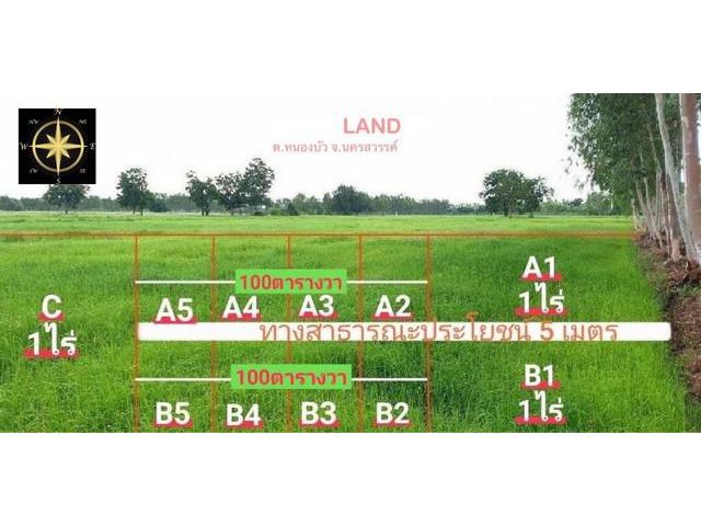 ที่ดิน1งาน135,000บ1ไร่280,000บ.ต.หนองบัว นครสวรรค์