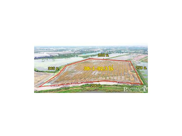 ที่สวย สร้างโกดัง 38 ไร่เศษ หน้ากว้างถึง 200 ม. ติดถนนที่รถเทรลเลอร์เข้าออก สบาย ใกล้ถนนบ้านแพ้ว พระราม 2