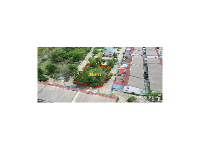 ที่ สวยปลูกบ้าน/โกดัง ขนาดเล็ก 186.6 วา สะดวก ติดถนน 3 ด้าน ในซอยค่าย กำแพงเพชร ใกล้เศรษฐกิจ และ พุทธสาคร