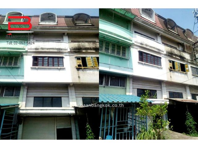 อาคารพาณิชย์ 4 ชั้น อยู่ติดกับถนนร่มเกล้า เนื้อที่ 20 ตรว. ถนนร่มเกล้า-มีนบุรี เขตมีนบุรี