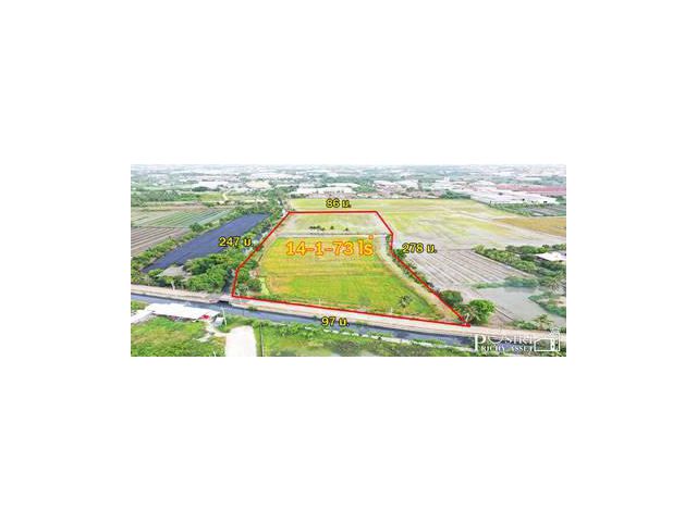 ซื้อ ทำกำไรได้มากกว่า 100 % ++ กับที่ทรงสวย 14 ไร่เศษ หน้ากว้าง 97 ม. ใกล้ ถ. ตัดใหม่ กัลปพฤกษ์ – พุทธสาคร kk5104s