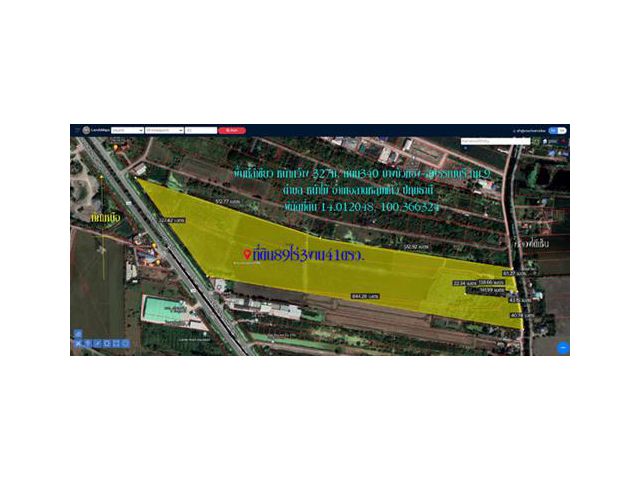 Land for sale 89 rai 3 ngan 41 sq m. Green area, width 327 m., next to the road 340  Bang Bua Thong - Suphan Buri