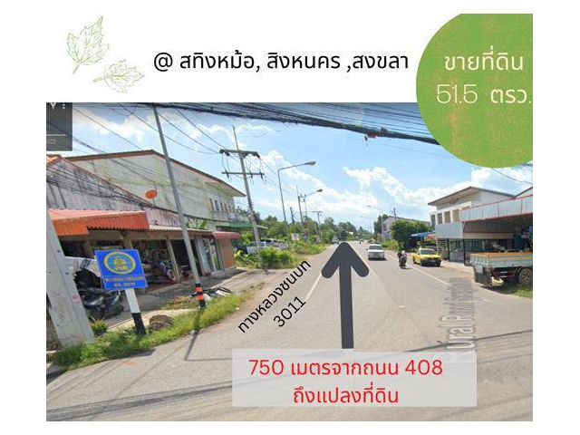 ขายที่ดิน สวย 51.5 ตรว. ใกล้สะพานติณสูลานนท์ ใกล้ถนนทางหลวง 3011 ใกล้ถนนสี่เลน 408 ใกล้แยกเขาแดง