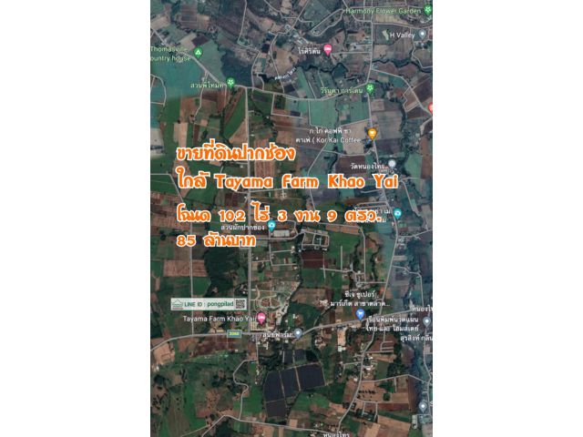 ขายที่ดินปากช่อง ใกล้ Tayama Farm Khao Yai โฉนด 102 ไร่ 3 งาน 9 ตรว.