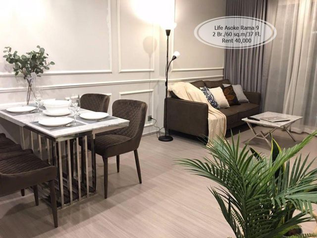 เช่า- Life Asoke Rama 9/ 2 ห้องนอน / 60 ตร.ม. /ชั้น 37 ใกล้ MRT พระราม 9 เช่า 40,000