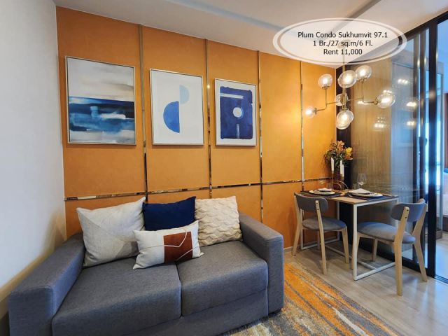 เช่า- Plum Condo Sukhumvit 97.1/1 ห้องนอน/ 27 ตร.ม. /ชั้น 6 ใกล้ BTS บางจาก เช่า 11,000