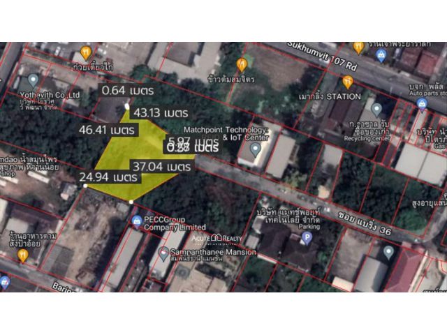 ขายที่ดิน ซอยแบริ่ง สุขุมวิท 107 รถไฟฟ้าแบริ่ง