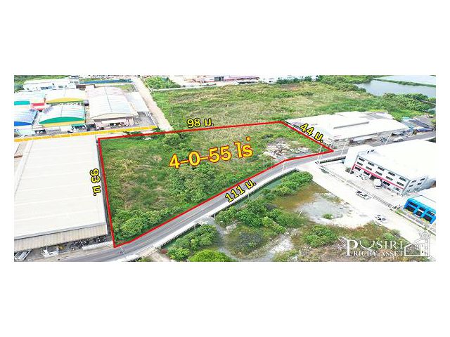 สร้างโรงงานสวย 4 ไร่ หน้ากว้างเด่น 111 ม. เทรลเลอร์เข้าออกสะดวก ติดถนนซอยราษฏร์สามัคคี 5 ใกล้ถนนเศรษฐกิจเพียง 1.1 กม.  K