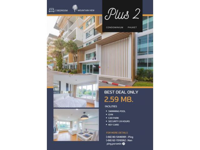 CONDO FOR SALE ️️️ Plus Condominium 2  61 SQ.