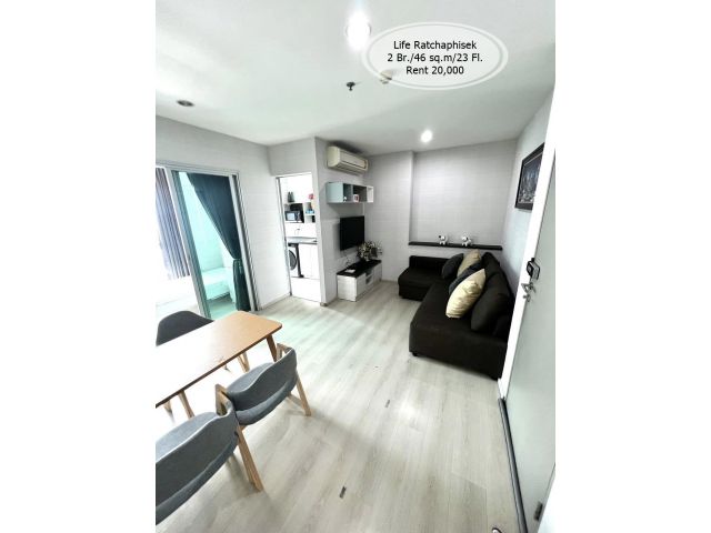 เช่า- Life รัชดาภิเษก/ 2 ห้องนอน/ ชั้น 23/ 46 ตร.ม/ ใกล้ MRT ห้วยขวาง  เช่า 20,000