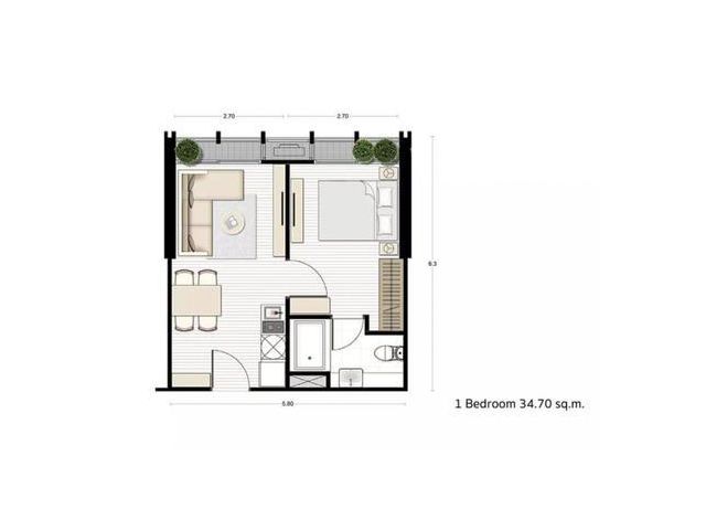 โนเบิล บี เทอร์ตี้ทรี 1 ห้องนอน