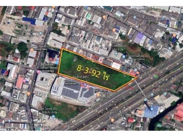 L99 ขายที่ดิน 8 ไร่ ติดถนนพระราม 2 แสมดำ บางขุนเทียน ทำเลดีที่สุด แปลงสุดท้าย พิกัดที่ดิน แขวงแสมดำ เขตบางขุนเทียน กรุงเ