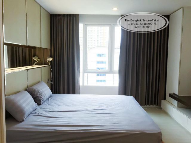 เช่า- The Bangkok Satorn-Taksin /1 ห้องนอน/ 51.43 ตร.ม. /ชั้น 7 ติด BTS กรุงธนบุรี เช่า 18,000