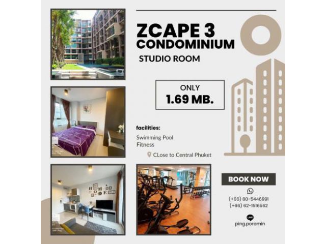 ขายด่วนนน ZCAPE 3 CONDOMINIUM