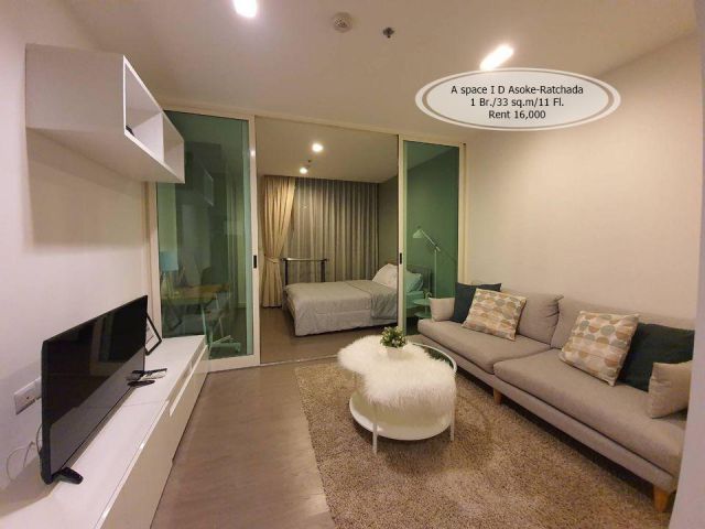 เช่า- A space I D Asoke-Ratchada /1 ห้องน้ำ / 33 ตร.ม. /ชั้น 11 ใกล้ MRT พระราม 9 เช่า 16,000