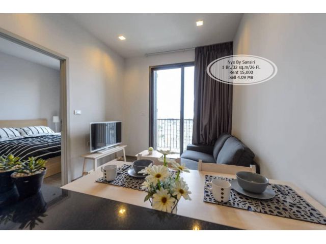 ขาย&เช่า- Nye By Sansiri /1 ห้องนอน/ 32 ตร.ม. /ชั้น 26 ใกล้ BTS วงเวียนใหญ่ ขาย 4.09 ล้าน/เช่า 15,500