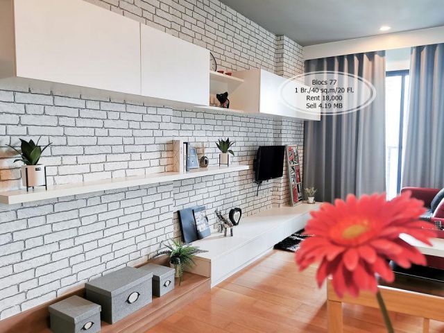 เช่า&ขาย- Blocs 77/ 1 ห้องนอน /40 ตรม./ชั้น 20 /ใกล้ BTS อ่อนนุช เช่า 18,000/ขาย 4.19 ล้าน
