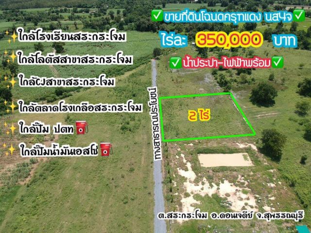 ที่ดินเปล่าติดถนนลาดยางโฉนดครุฑแดง นส4จ แปลง2ไร่ ไร่ละ350,000บาท