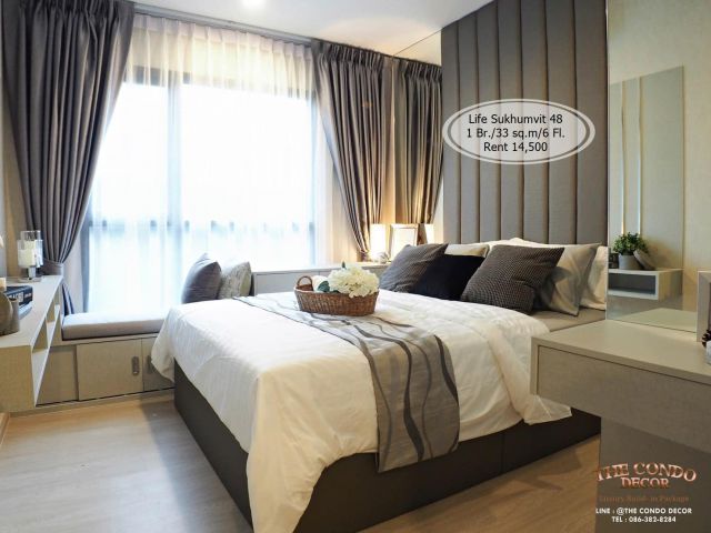 เช่า- Life Sukhumvit 48/1 ห้องนอน/ 33 ตร.ม. /ชั้น 6 ใกล้ BTS พระโขนง เช่า 14,500