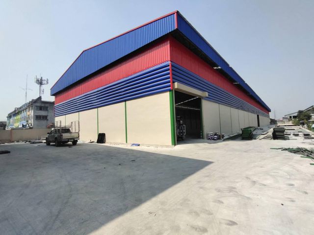 L107 ให้เช่าโกดัง โรงงาน 2600 ตรม. ติดถนนเอกชัย โพธิ์แจ้ คอกกระบือ สมุทรสาคร ขอ รง.4ได้ ค่าเช่าถูก