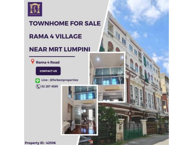 42106 ขายโฮมออฟฟิศสไตล์ลอนดอนพระราม 4ย่านใจกลางเมือง ใกล้ MRT ลุมพินี