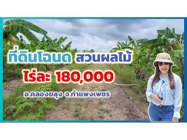 ขายที่ดินโฉนด ไร่นาสวนผสม ไร่ละ 180,000