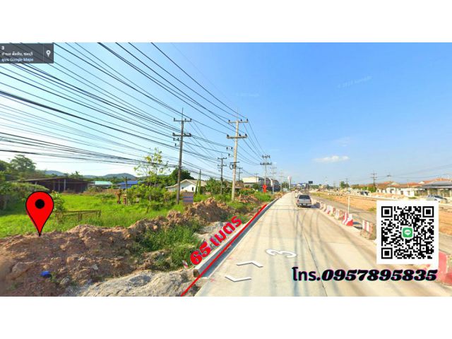 ขายที่ดินสัตหีบ ชลบุรี 7ไร่ ติดถนนสุขุมวิทใกล้แยกเจ *ผังสีส้ม*