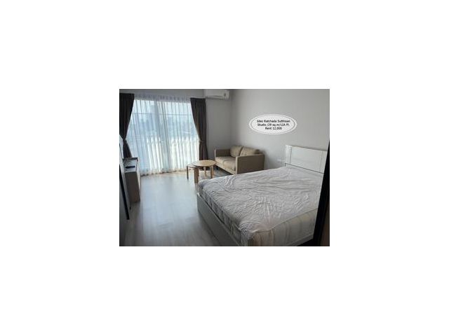 เช่า- Ideo รัชดา-สุทธิสาร/Studio/ 29 ตร.ม. /ชั้น 12ฤ ใกล้ MRT สุทธิสาร เช่า 12,000