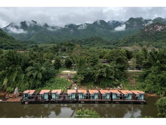 ขายกิจการรีสอร์ทริมน้ำแคว 13 ไร่ ไทรโยค กาญจนบุรี โรงแรมติดริมแม่น้ำแคว พร้อมแพรีสอร์ริมน้ำ มีโฉนด พร้อมใบอนุญาตประกอบธุ