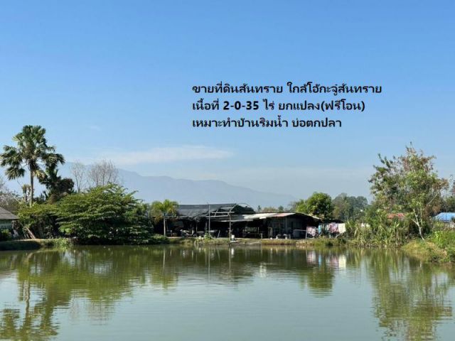 ขายที่ดินสันทราย ใกล้โอ้กะจู๋สันทราย เนื้อที่ 2-0-35 ไร่ ยกแปลง(ฟรีโอน) เหมาะทำบ้านริมน้ำ บ่อตกปลา