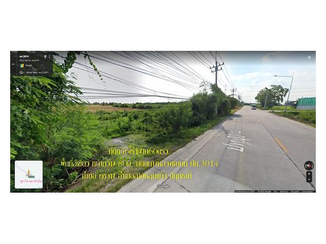 ขายที่ดิน46ไร่1งาน60ตรว.หน้ากว้าง80ม.พื้นที่สีเขียว ติดถนนทางหลวงชนบท ปท.3014  ต.คูขวาง อ.ลาดหลุมแก้ว ปทุมธานี