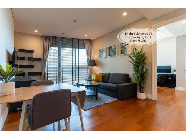 เช่า- Bright Sukhumvit 24/ 2 ห้องนอน /96 ตรม./ชั้น 15 ใกล้ BTS พร้อมพงษ์ เช่า 75,000