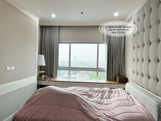 เช่า- Q House Condo Sathorn /1 ห้องนอน /47 ตร.ม. /ชั้น 15 ใกล้ BTS กรุงธนบุรี  เช่า 20,000