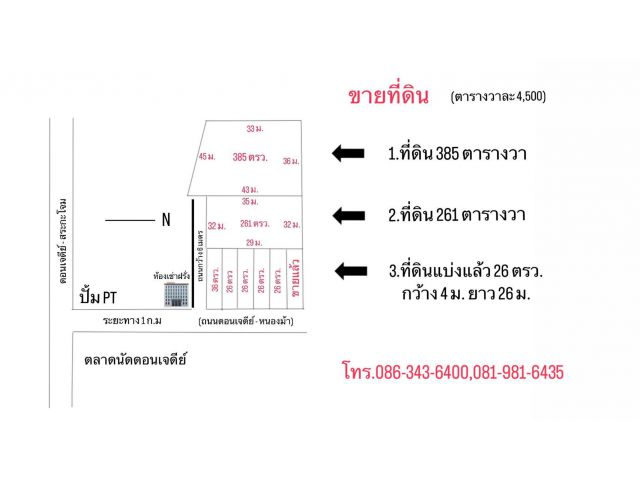 ที่ดินแบ่งขายสวย ๆ อำเภอดอนเจดีย์ ใกล้ตลาด แหล่งชุมชน เดินทางสะดวก