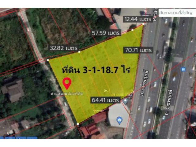 ขายที่ดินนนทบุรี ถนนราชพฤกษ์ เนื้อที่ 3-1-18.7 ไร่ ใกล้ MRTบางรักน้อยท่าอิฐ ใกล้ถนนรัตนาธิเบศร์