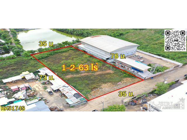 ที่สร้างโรงงาน 1.5 ไร่ ราคาดีงาม ถมพร้อมสร้าง บนที่สีชมพู เทรลเลอร์เข้าสบาย ใกล้ คลองสี่วา ถ. เศรษฐกิจเเละพระราม 2 KK517