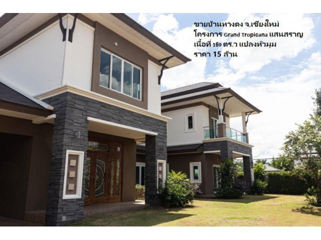 ขายบ้านหางดง จ.เชียงใหม่ โครงการ Grand Tropicana แสนสราญ เนื้อที่ 169 ตร.ว แปลงหัวมุม