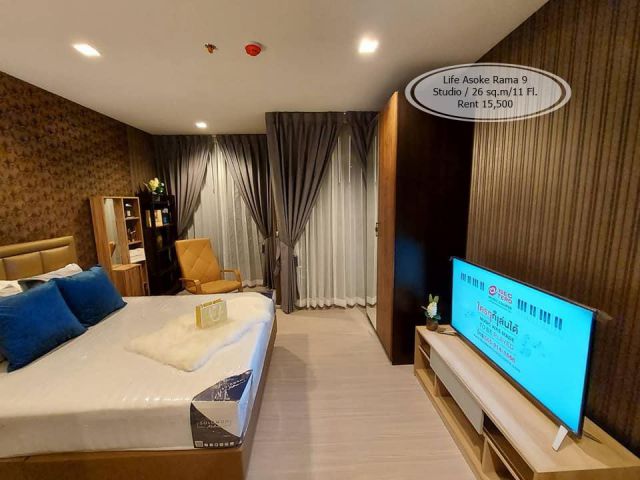 เช่า- Life Asoke Rama 9 /Studio/ 26 ตร.ม. /ชั้น 11 ใกล้ MRT พระราม 9 เช่า 15,500