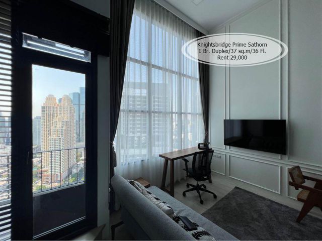 เช่า- Knightsbridge prime Sathorn / 1 นอน (Duplex) /37 ตรม./ชั้น 36 /ใกล้ BTS ช่องนนทรี เช่า 29,000