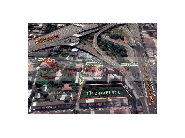 ขายที่ดิน 2-2-81 ไร่ พื้นที่สีส้ม  ซ.หมู่บ้านพรประดิษฐ์ สุขุมวิท 50 แขวงพระโขนง เขตคลองเตย
