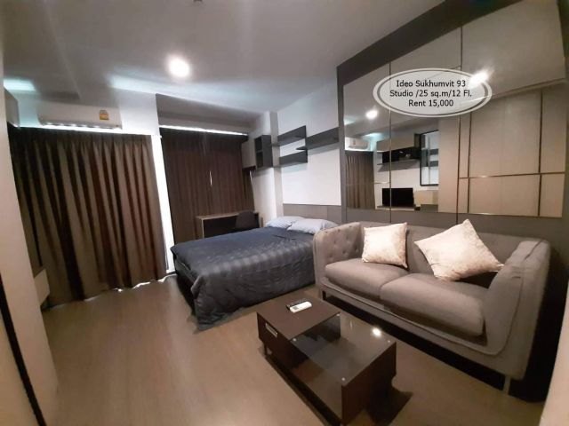 เช่า- Ideo สุขุมวิท 93/Studio/ 25 ตร.ม. /ชั้น 12 ติด BTS บางจาก เช่า 15,000