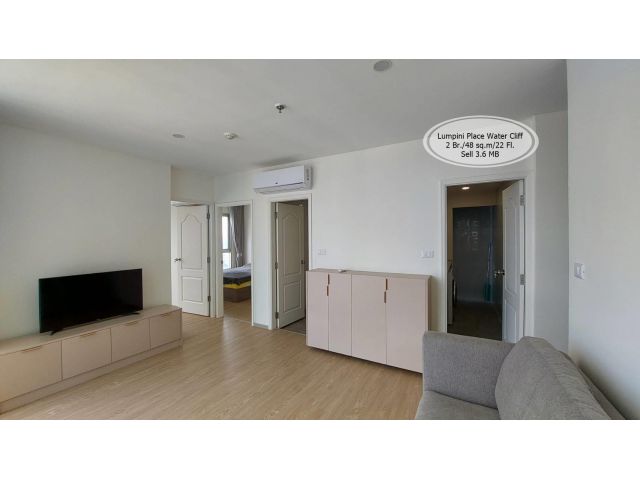 ขาย- Lumpini Place Water Cliff /2 ห้องนอน /48 ตรม./ ชั้น 10/ขาย 3.6 ล้าน