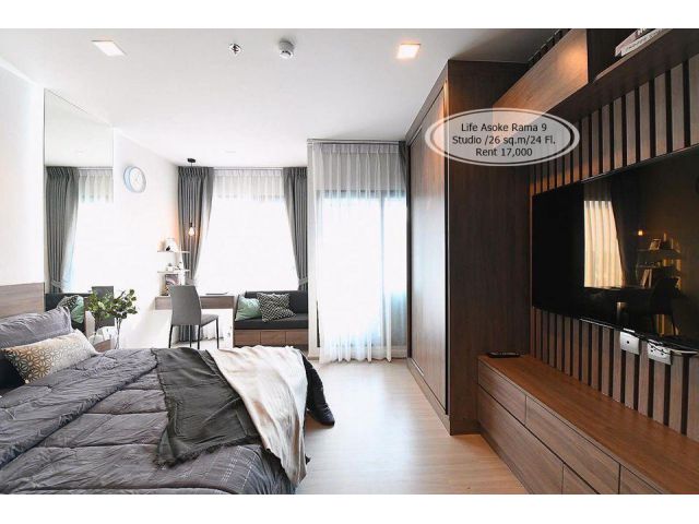 เช่า- Life Asoke Rama 9 /Studio/ 26 ตร.ม. /ชั้น 24 ใกล้ MRT พระราม 9 เช่า 17,000